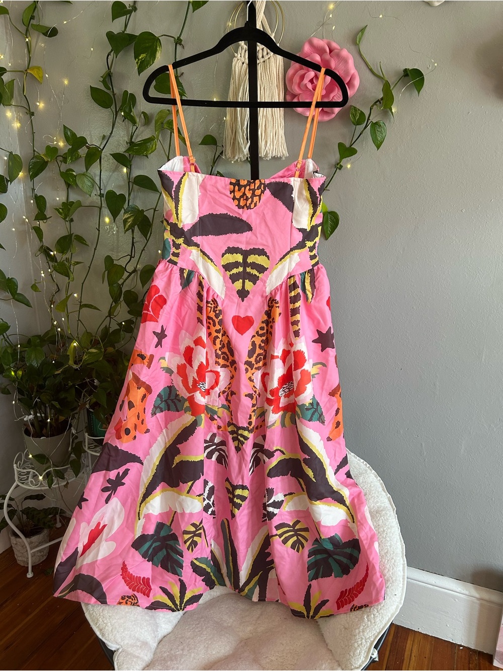 Pink Rainforest Escape Midi Dress ( Large) - Picture 4 of 7